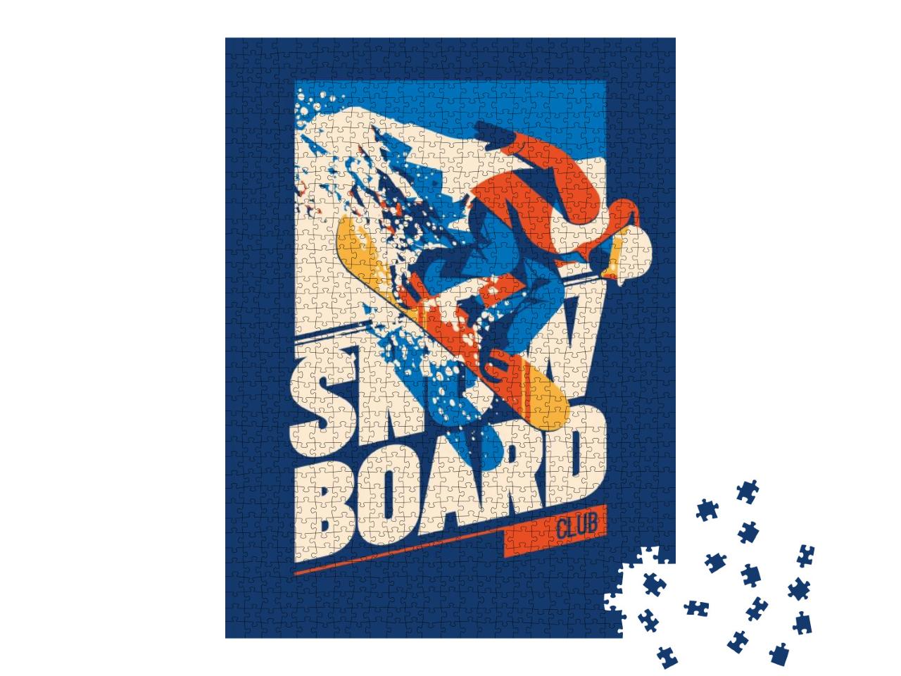 Freeride Snowboarder in Motion. Sport Poster or Emblem... Jigsaw Puzzle with 1000 pieces