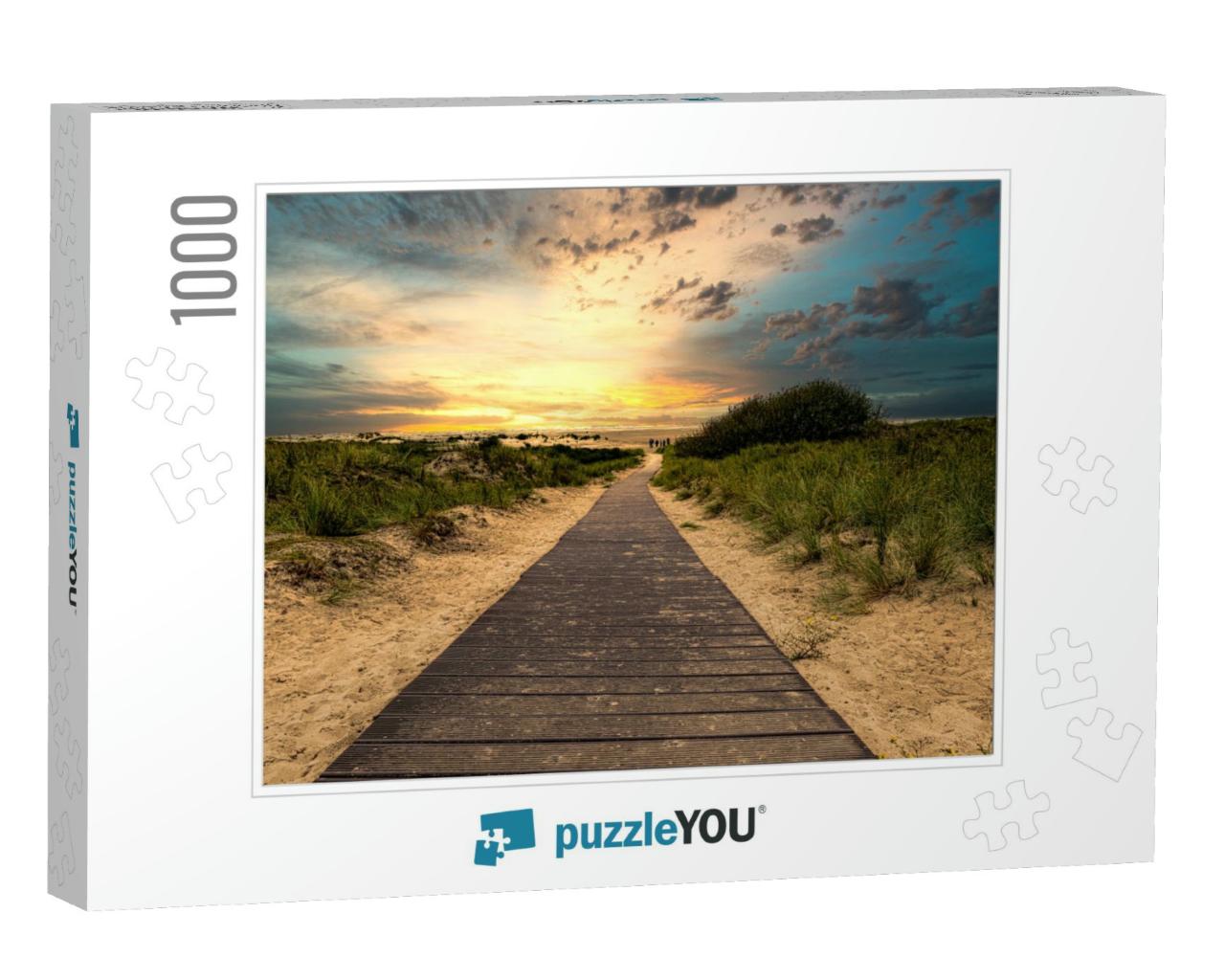 A Beautiful Shot of a Boardwalk on the Beach Surrounded b... Jigsaw Puzzle with 1000 pieces