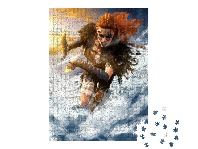 A Fierce & Beautiful Barbarian Woman is Rapidly Running I... Jigsaw Puzzle with 1000 pieces