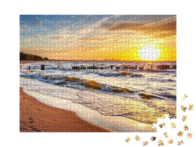 Sunset on the Beach At Baltic Sea in Poland... Jigsaw Puzzle with 1000 pieces