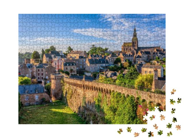 Historical Walled Old Town of Dinan, Brittany, France... Jigsaw Puzzle with 1000 pieces