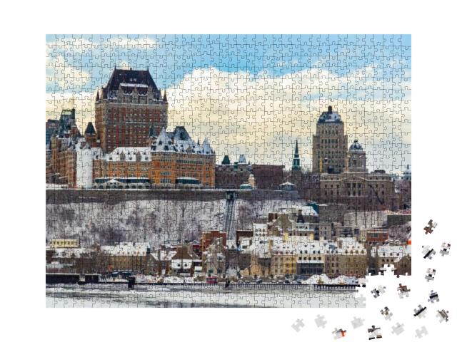 Fairmont Le Chateau Frontenac Winter Landscape View... Jigsaw Puzzle with 1000 pieces
