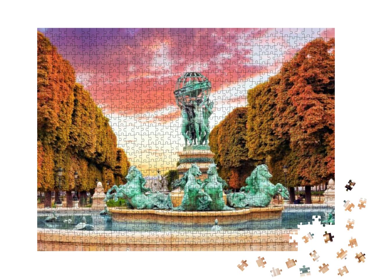Luxembourg Garden in Paris, Fontaine De Observatoir. Pari... Jigsaw Puzzle with 1000 pieces