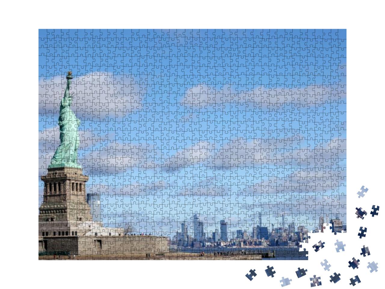 The Statue of Liberty in New York Against a Blue Sky... Jigsaw Puzzle with 1000 pieces