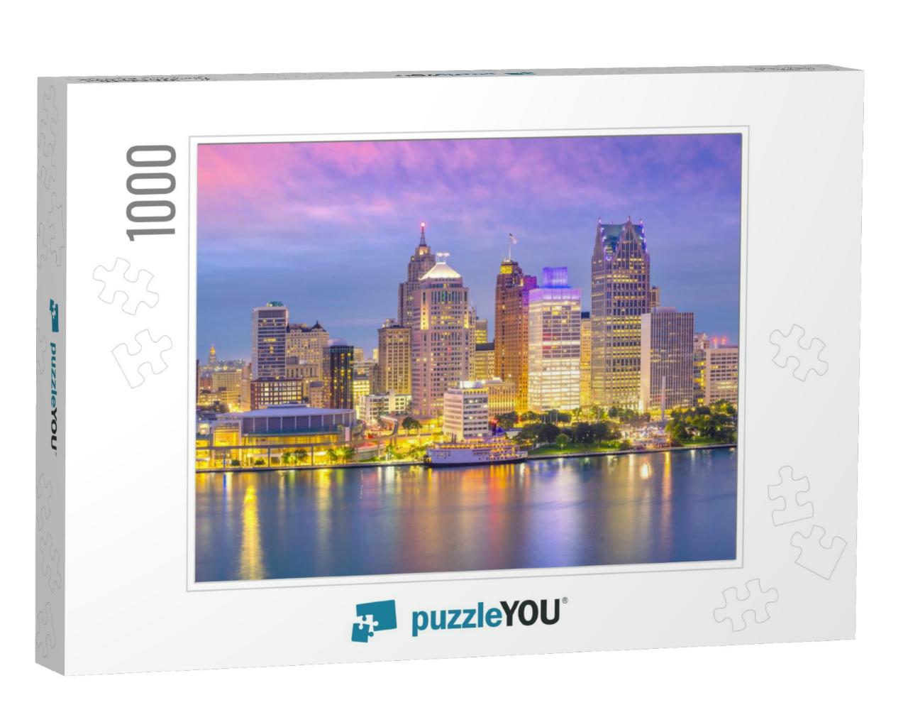 Detroit Skyline in Michigan, USA At Sunset Shot from Winds... Jigsaw Puzzle with 1000 pieces