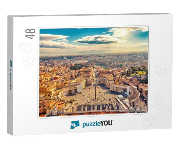 Saint Peters Square in Vatican & Aerial View of Rome... Jigsaw Puzzle with 48 pieces