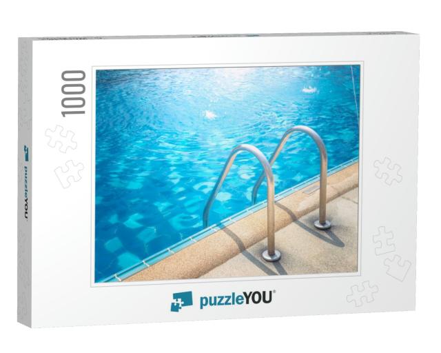Grab Bars Ladder in the Blue Swimming Pool... Jigsaw Puzzle with 1000 pieces