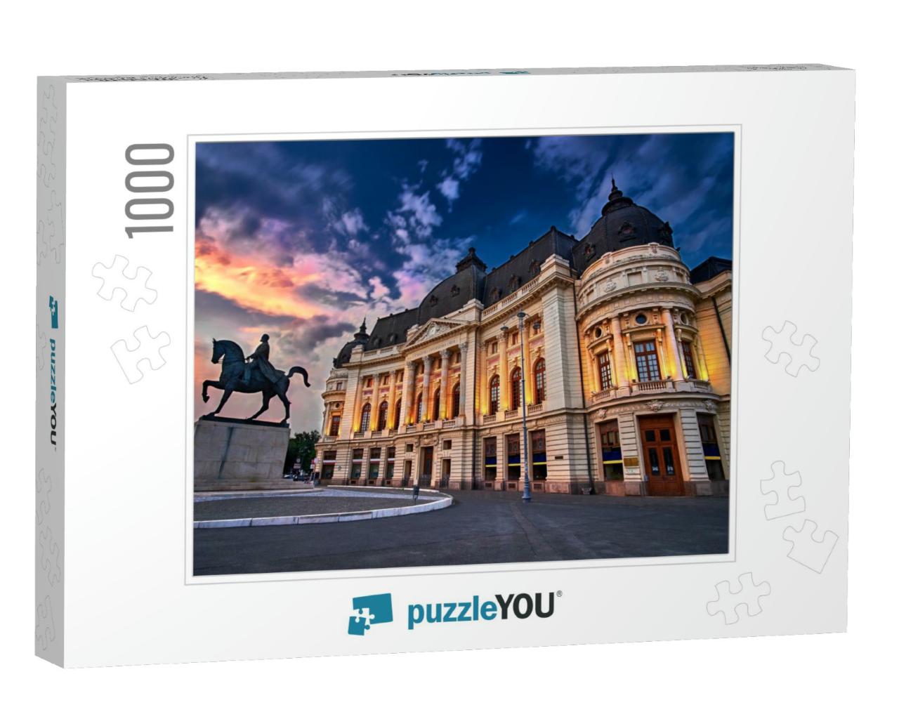 Bucharest At Sunset. Calea Victoriei, National Library... Jigsaw Puzzle with 1000 pieces