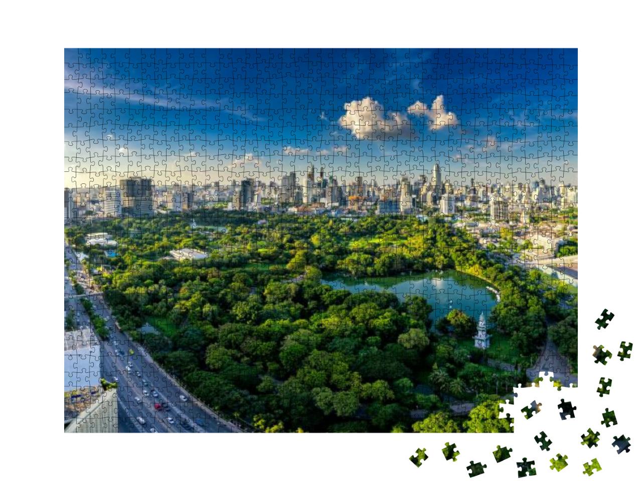 Sunset Scene of Modern Office Buildings & Condominium in... Jigsaw Puzzle with 1000 pieces