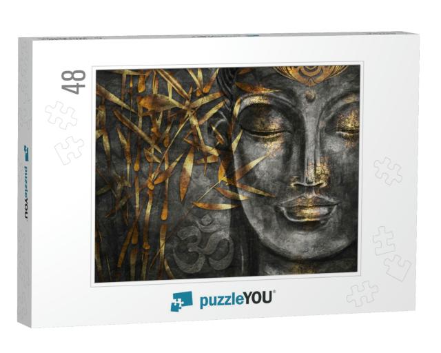 Bodhisattva Buddha - Digital Art Collage Combined with Wa... Jigsaw Puzzle with 48 pieces