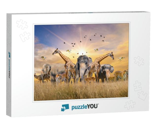 Large Group of African Safari Animals. Wildlife Conservat... Jigsaw Puzzle