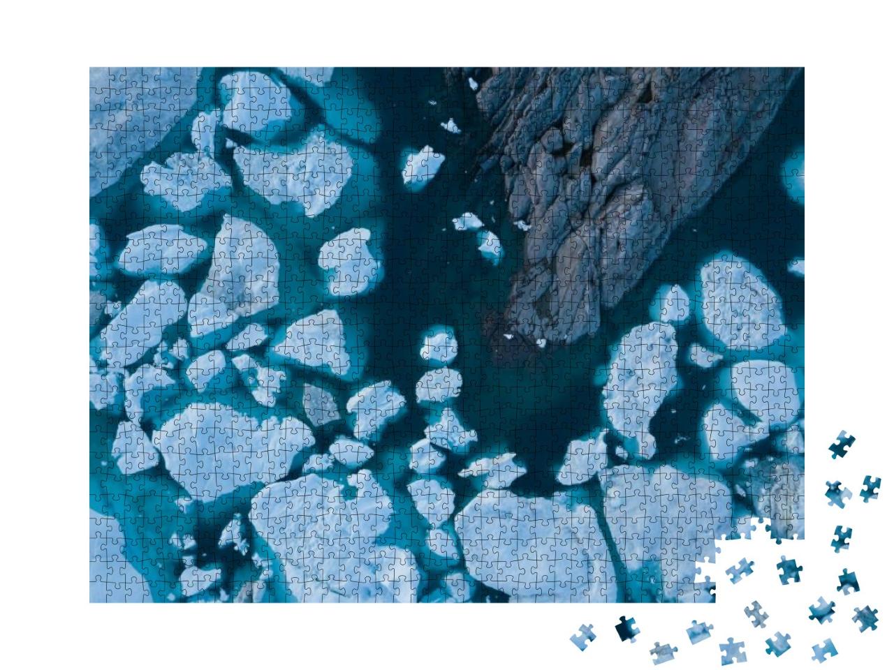 Icebergs Drone Aerial Image Top View - Climate Change & G... Jigsaw Puzzle with 1000 pieces