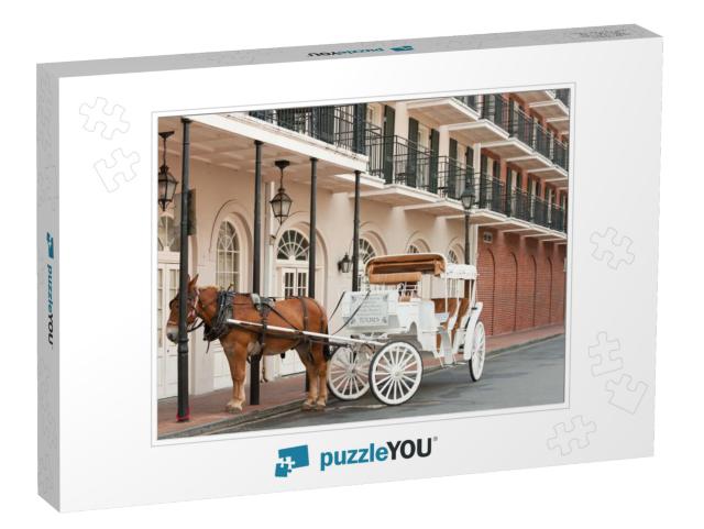 Elegant Horse-Drawn Carriage in French Quarter, New Orlea... Jigsaw Puzzle