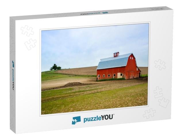 Red Barn in Wheat Field, Wa-Usa... Jigsaw Puzzle