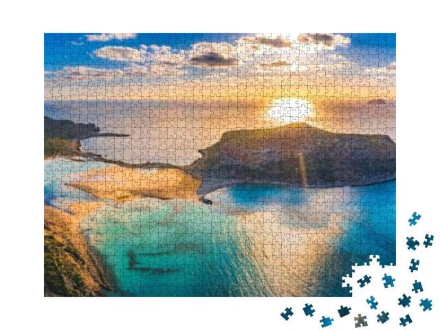 Amazing Aerial View of Balos Lagoon with Magical Turquois... Jigsaw Puzzle with 1000 pieces