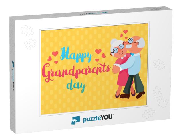 Happy Grandparents Day Greeting Banner with Dancing... Jigsaw Puzzle