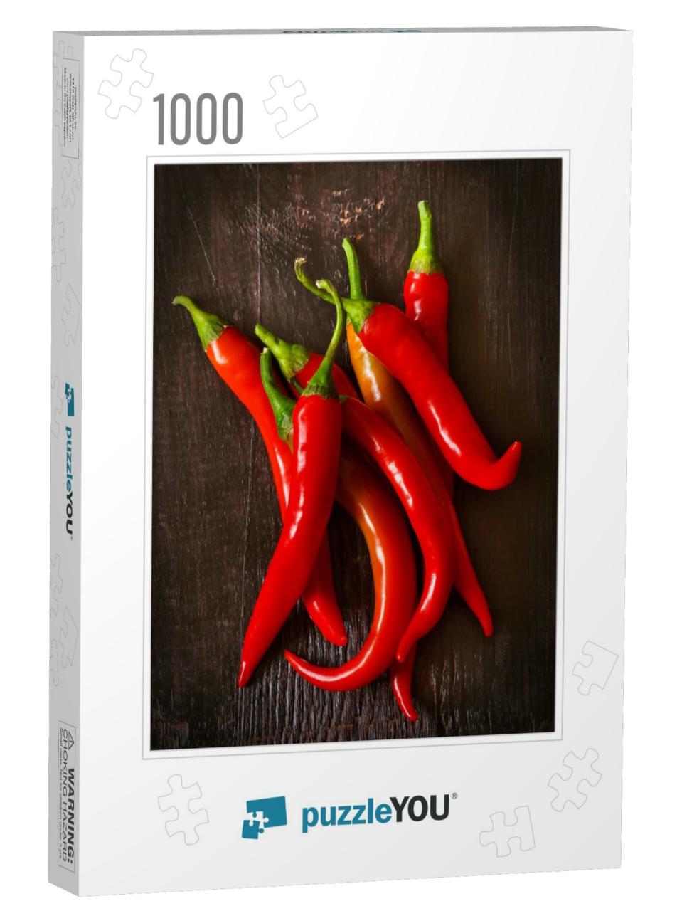 Red Chili on an Old Wooden Background... Jigsaw Puzzle with 1000 pieces