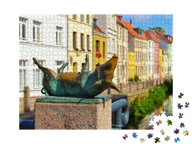 The Old Town Wismar in Northern Germany, the Pig Bridge... Jigsaw Puzzle with 1000 pieces