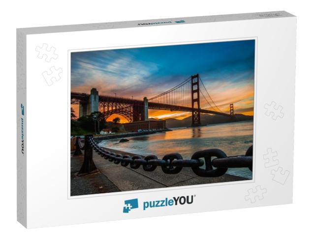 Burning Sky Over Golden Gate Bridge... Jigsaw Puzzle