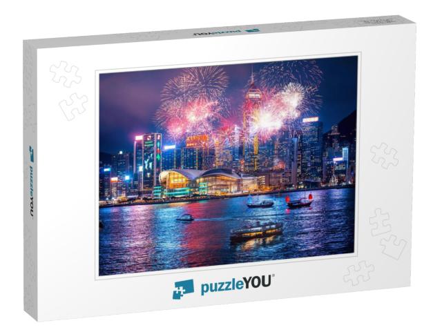 Firework Show in Hong Kong Victoria Harbor... Jigsaw Puzzle