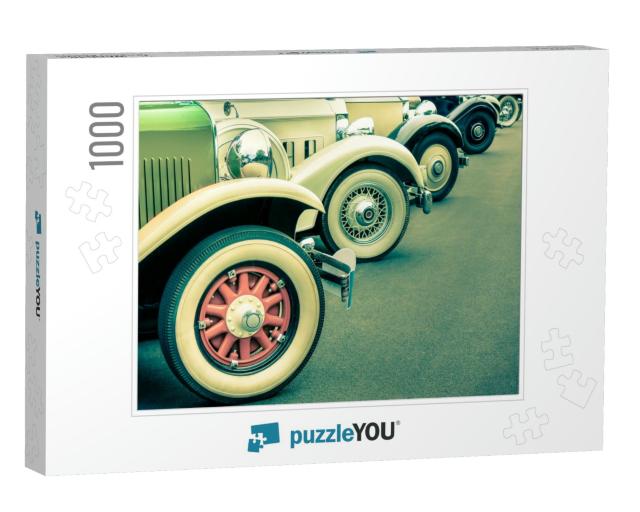 Composition of Vintage Car Wheels - Concept of Retro Clas... Jigsaw Puzzle with 1000 pieces