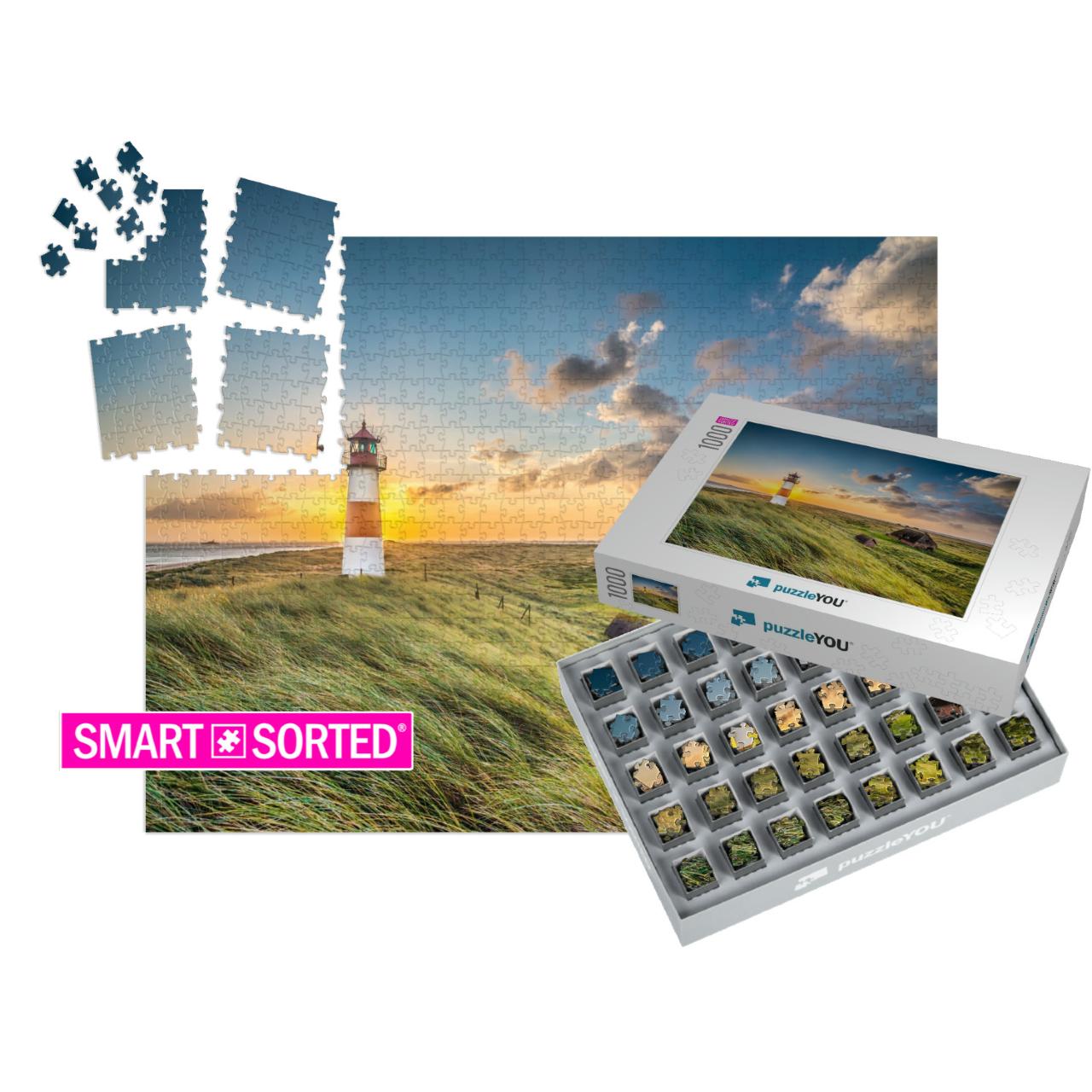Sunrise At Lighthouse in List on the Island of Sylt, Schl... | SMART SORTED® | Jigsaw Puzzle with 1000 pieces