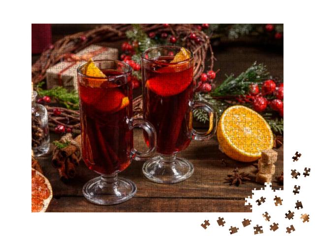 Christmas Hot Mulled Wine with Cinnamon Cardamom & Anise... Jigsaw Puzzle with 1000 pieces