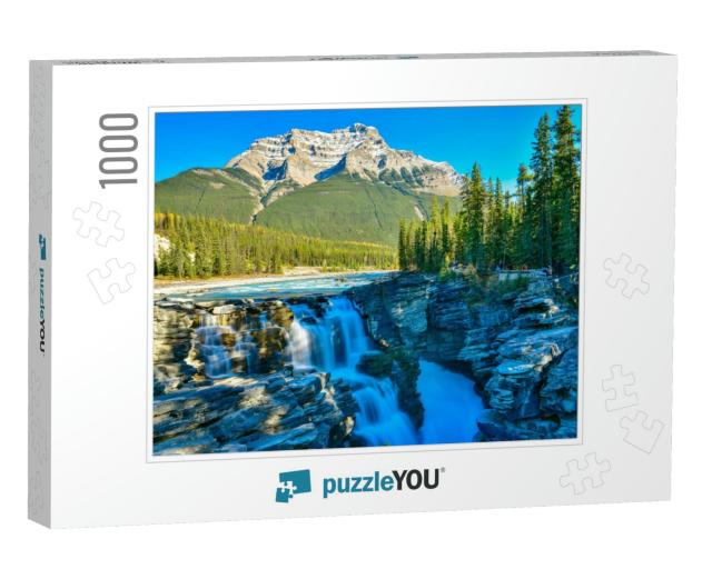 Athabasca Falls in Autumn, Jasper National Park, Alberta... Jigsaw Puzzle with 1000 pieces