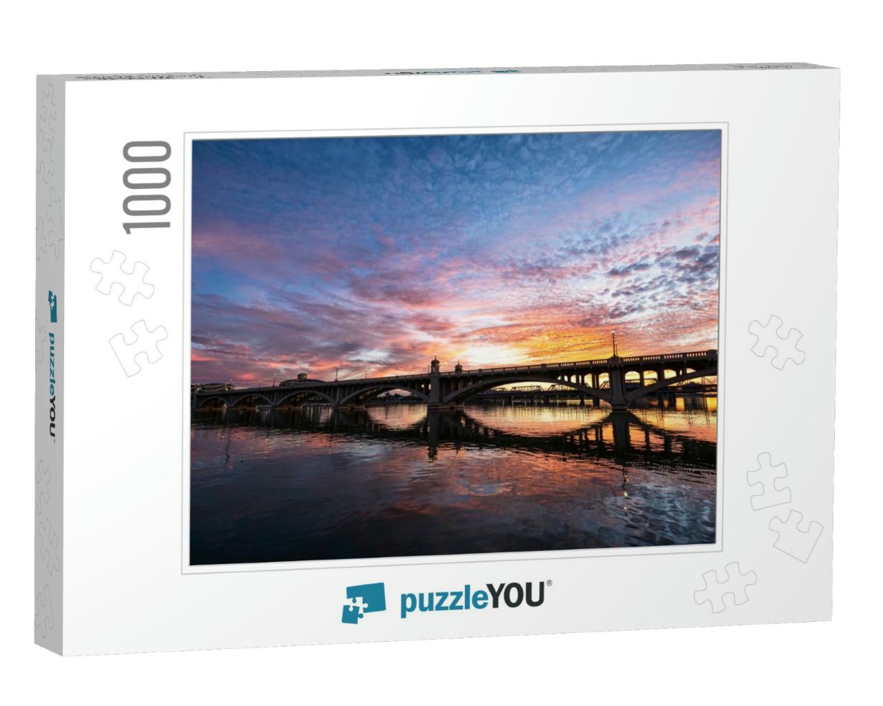 Sunset Over the Mill Street Bridge & Tempe Town Lake in T... Jigsaw Puzzle with 1000 pieces