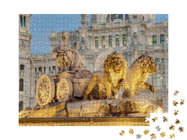 Cibeles Fountain Located Downtown Madrid, Spain... Jigsaw Puzzle with 1000 pieces