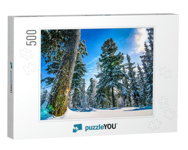 Winter Forest Snow Trees View. Snow Covered Trees View. W... Jigsaw Puzzle with 500 pieces