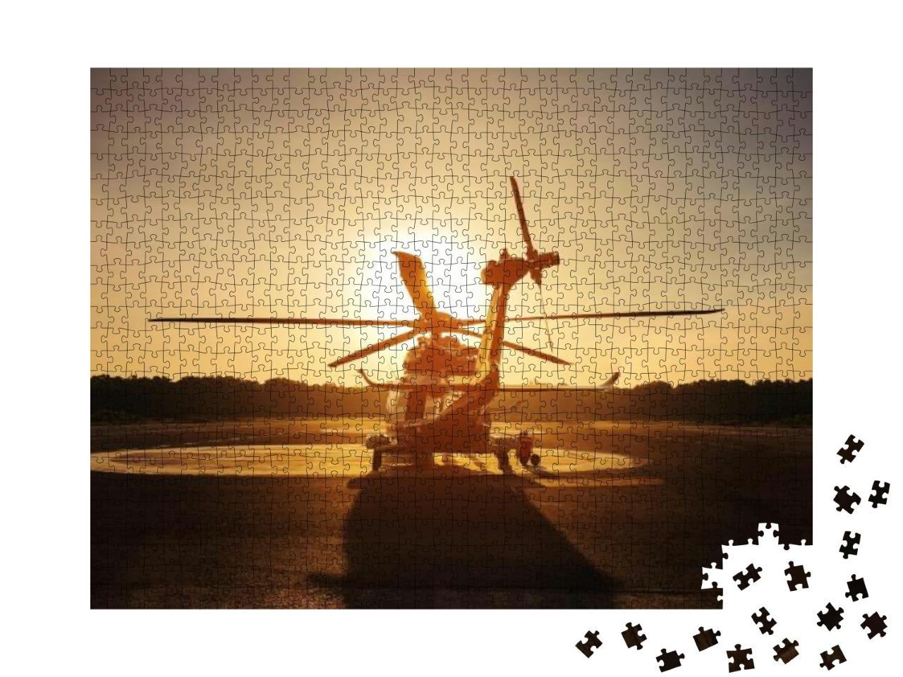 Helicopter Parking Landing on Offshore Platform, Helicopt... Jigsaw Puzzle with 1000 pieces