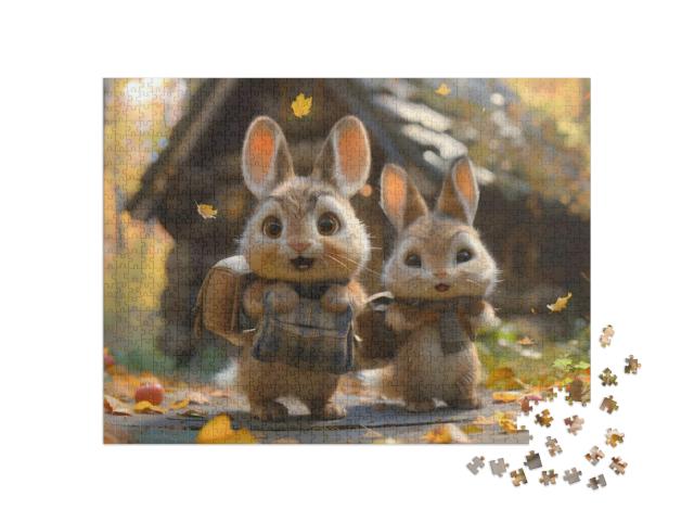 Exciting First Day of School for these Best Bunnies Jigsaw Puzzle with 1000 pieces