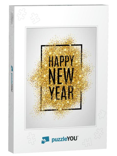 Happy New Year. Gold Glitter 2017. Golden Background... Jigsaw Puzzle