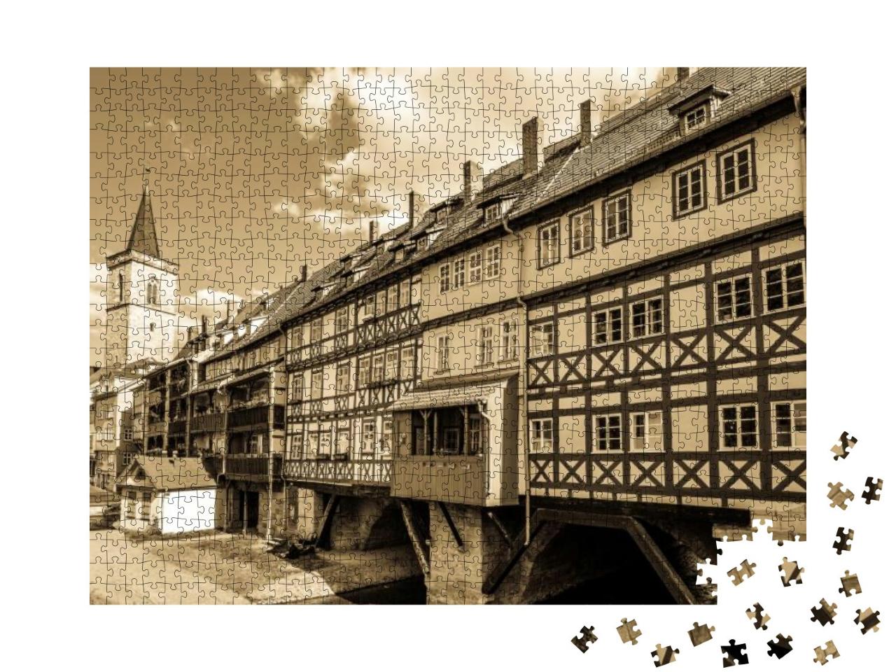 Famous Kramerbridge with Historic Facades in Erfurt - Ger... Jigsaw Puzzle with 1000 pieces