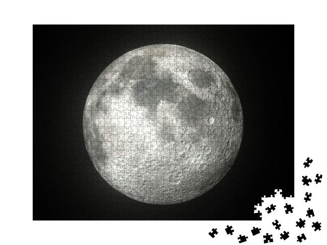 Earths Moon Glowing on Black Background... Jigsaw Puzzle with 1000 pieces