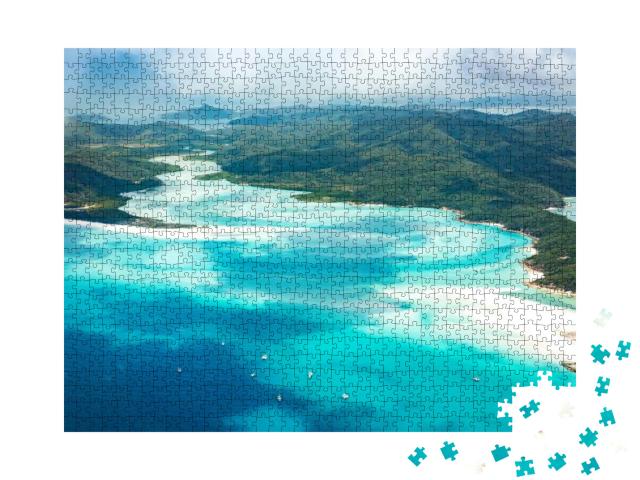 Queensland, Australia. Whitehaven Beach & Whitsundays fro... Jigsaw Puzzle with 1000 pieces