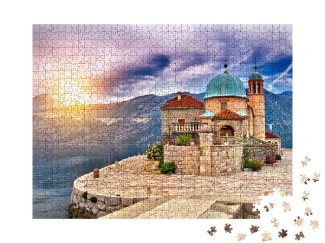 Castle on Island on the Lake in Montenegro... Jigsaw Puzzle with 1000 pieces