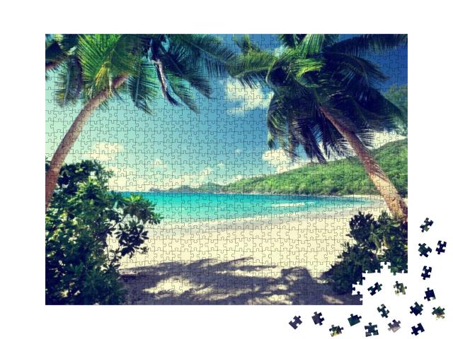 Beach Takamaka, Mahe Island, Seychelles... Jigsaw Puzzle with 1000 pieces
