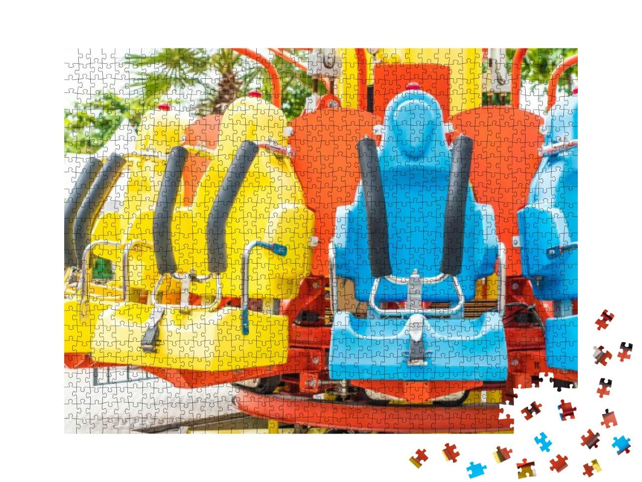Colorful Roller Coaster Seats At Amusement Park in Thaila... Jigsaw Puzzle with 1000 pieces