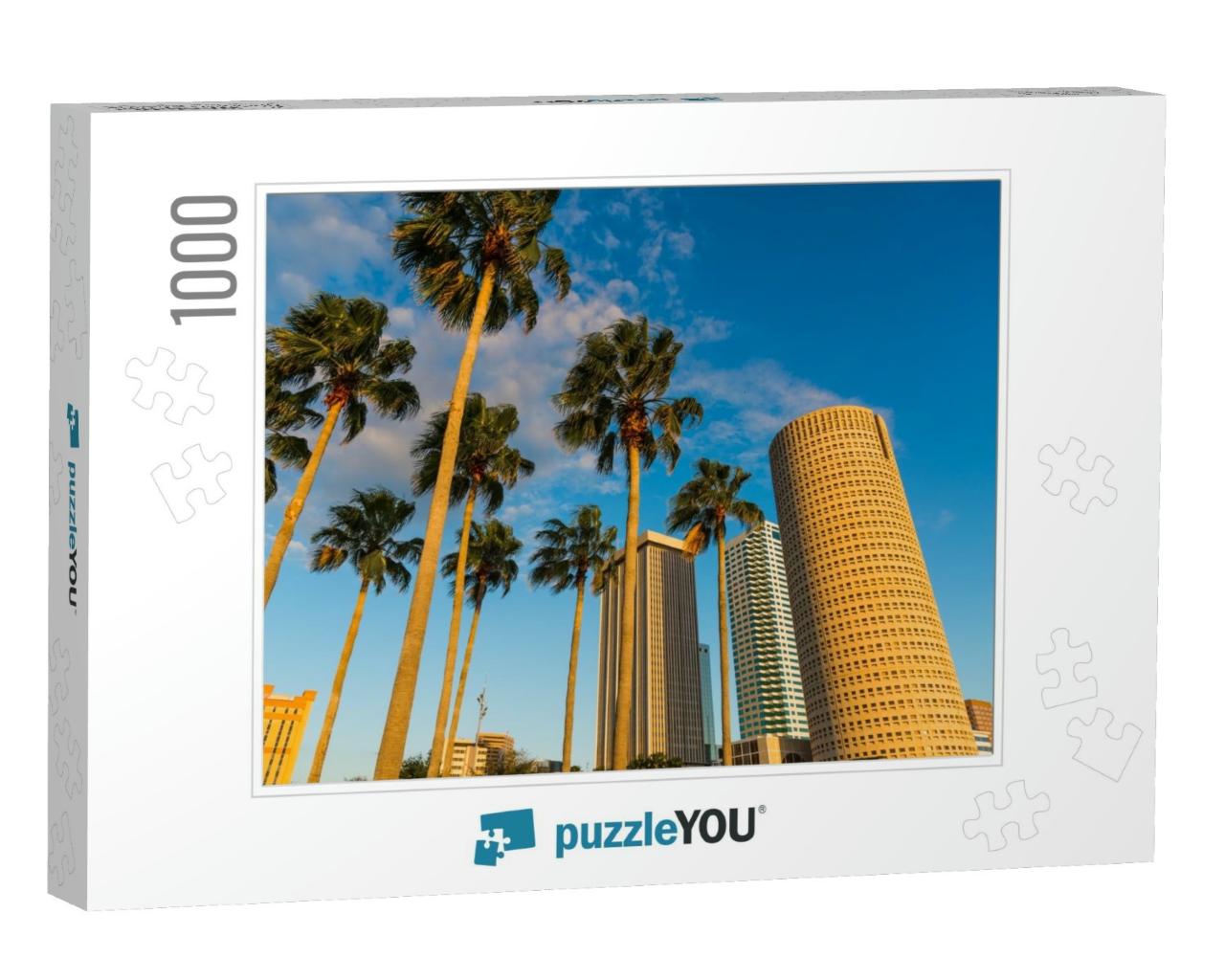 Palm Trees & Skyscrapers in Downtown Tampa At Sunset. Flo... Jigsaw Puzzle with 1000 pieces