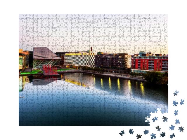 Dublin, Ireland. Aerial View of Grand Canal Docks in Dubl... Jigsaw Puzzle with 1000 pieces