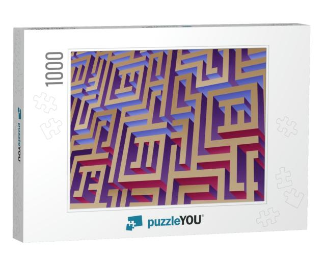 Maze Background, 3D Rendering, Isometric Perspective. in... Jigsaw Puzzle with 1000 pieces