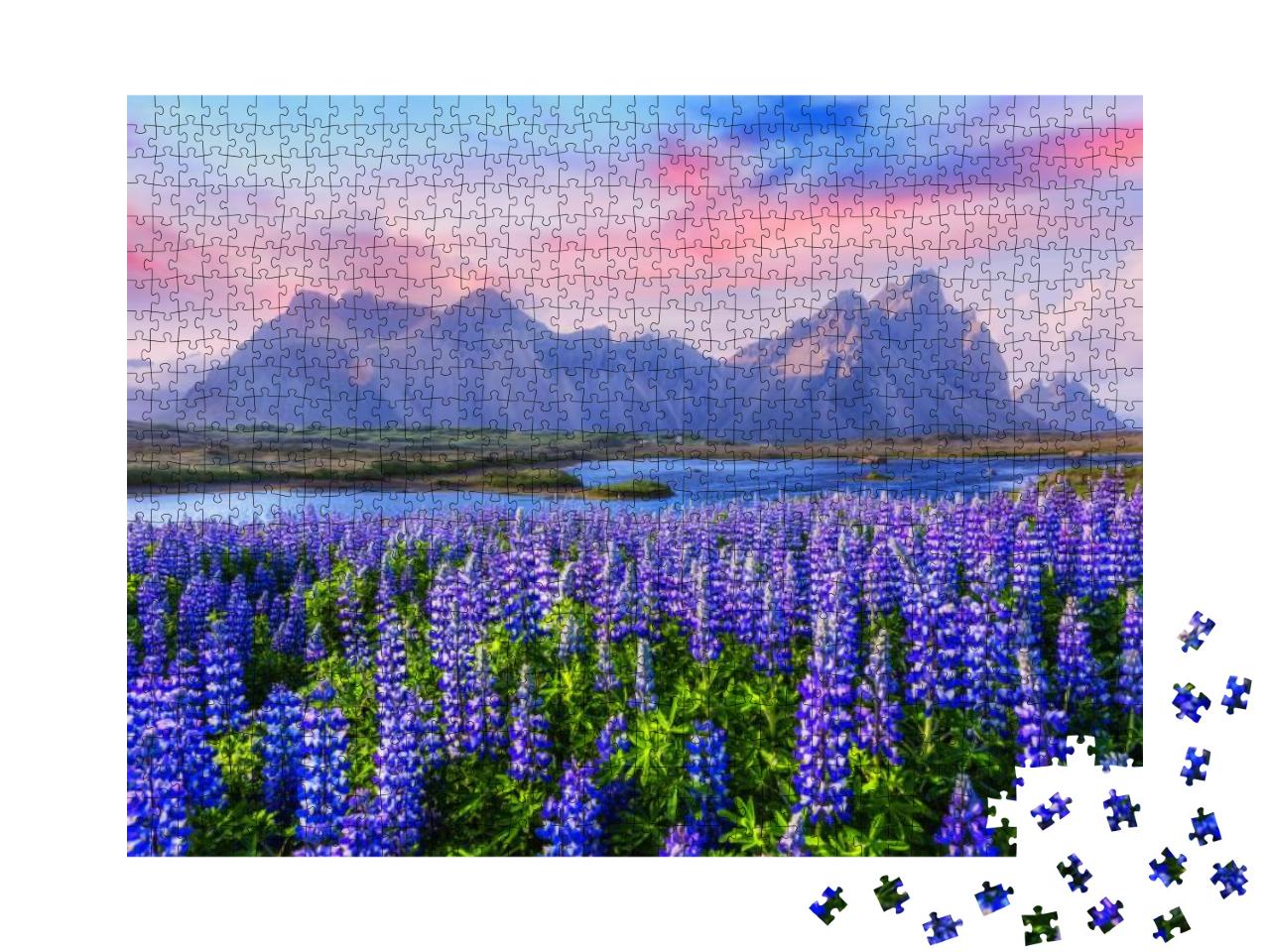 Famous Grass Hills Near Stokksnes Mountains, Iceland... Jigsaw Puzzle with 1000 pieces