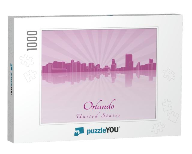 Orlando Skyline in Purple Radiant Orchid... Jigsaw Puzzle with 1000 pieces
