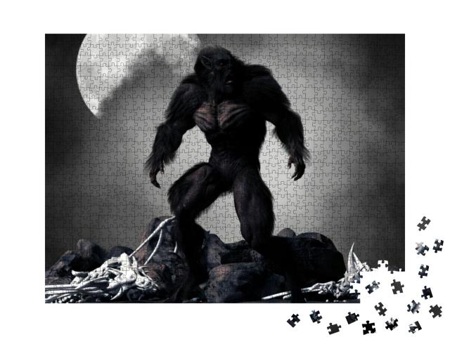 3D Illustration of Horror Fantasy Showing a Werewolf Stan... Jigsaw Puzzle with 1000 pieces