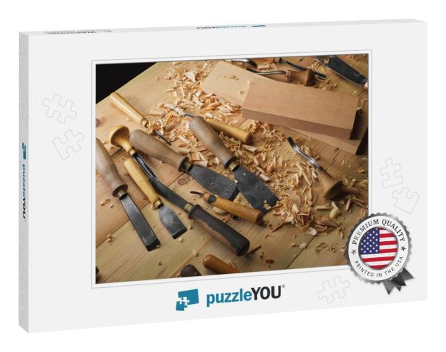 Carpenter Wood Carving Equipment. Woodworking, Craftsmans... Jigsaw Puzzle