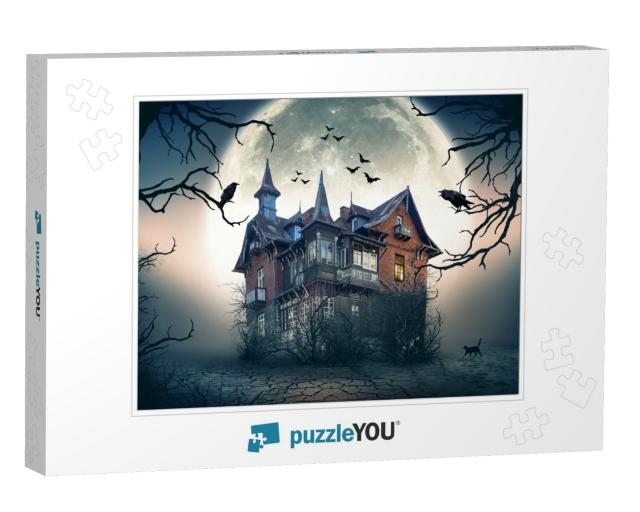 Haunted House with Dark Horror Atmosphere. Haunted Scene... Jigsaw Puzzle