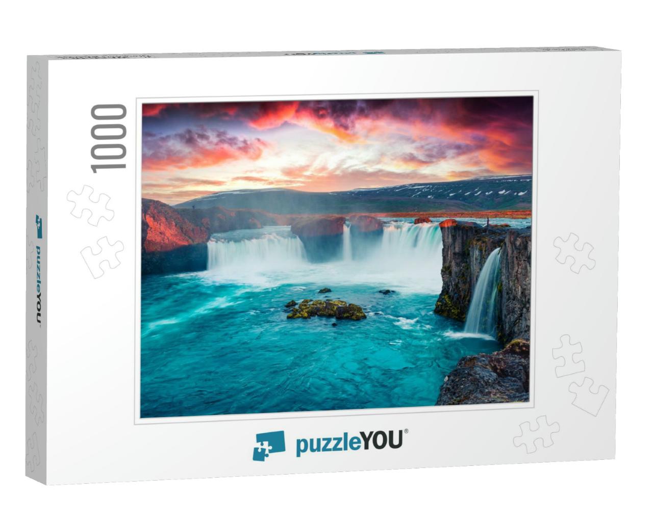 Unbelievable Summer Morning Scene on the Godafoss Waterfa... Jigsaw Puzzle with 1000 pieces