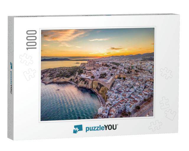 Aerial View of Stunning Sunset Over Ibiza Evissa During a... Jigsaw Puzzle with 1000 pieces